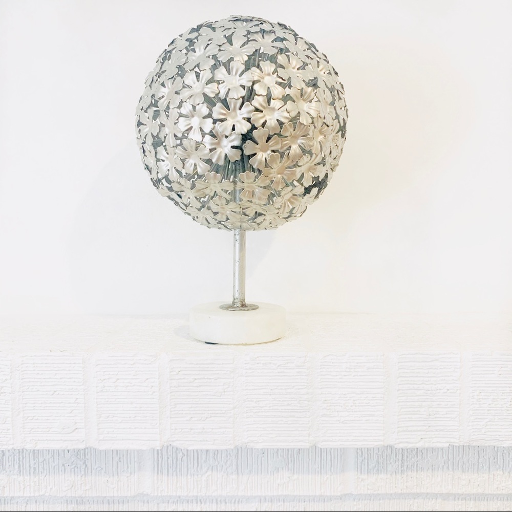Marble and Silver Metal Flower Distressed Globe
